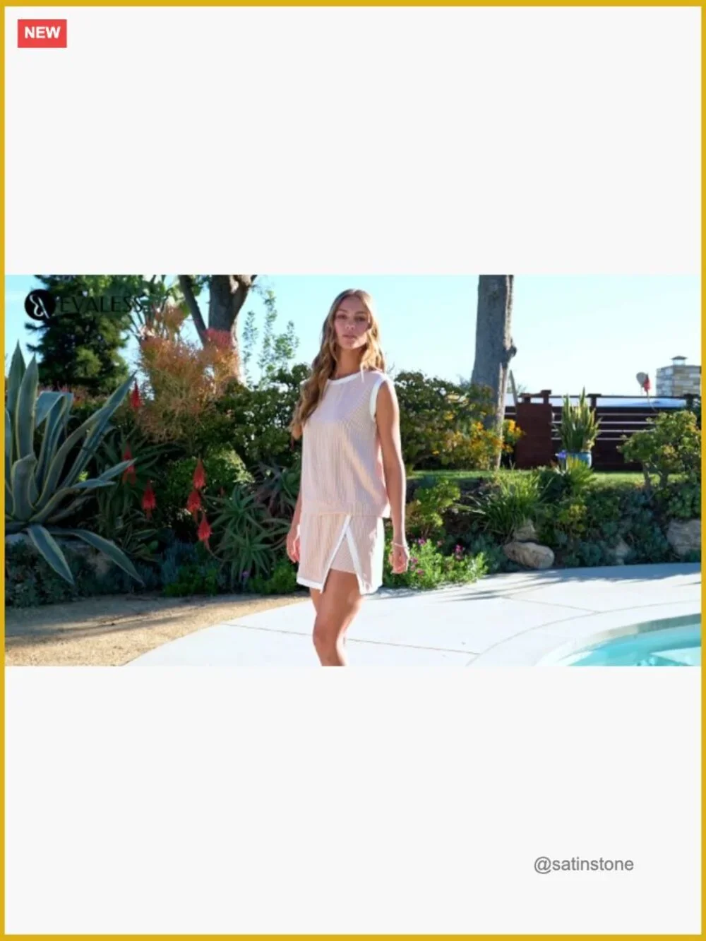 2 Piece Sets Ribbed Knit Tank Top Split Lined Skirt Lounge Matching Set